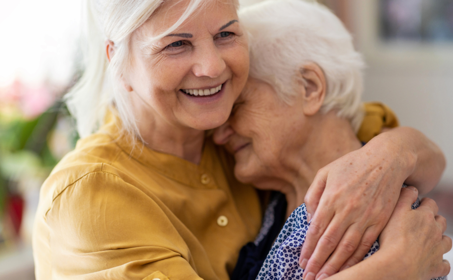 Woman spending time with her elderly mother